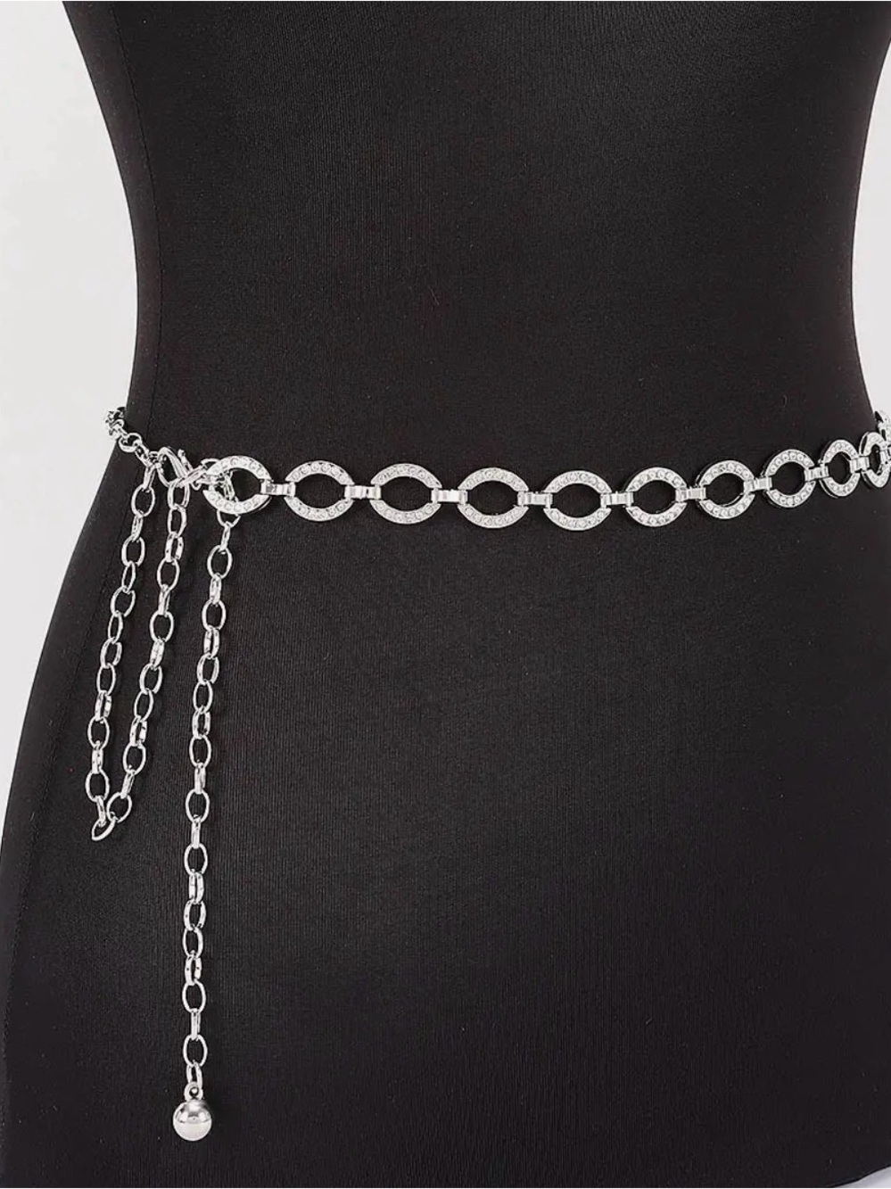 Silver Rhinestone Chain Belt - Picture 4 of 4